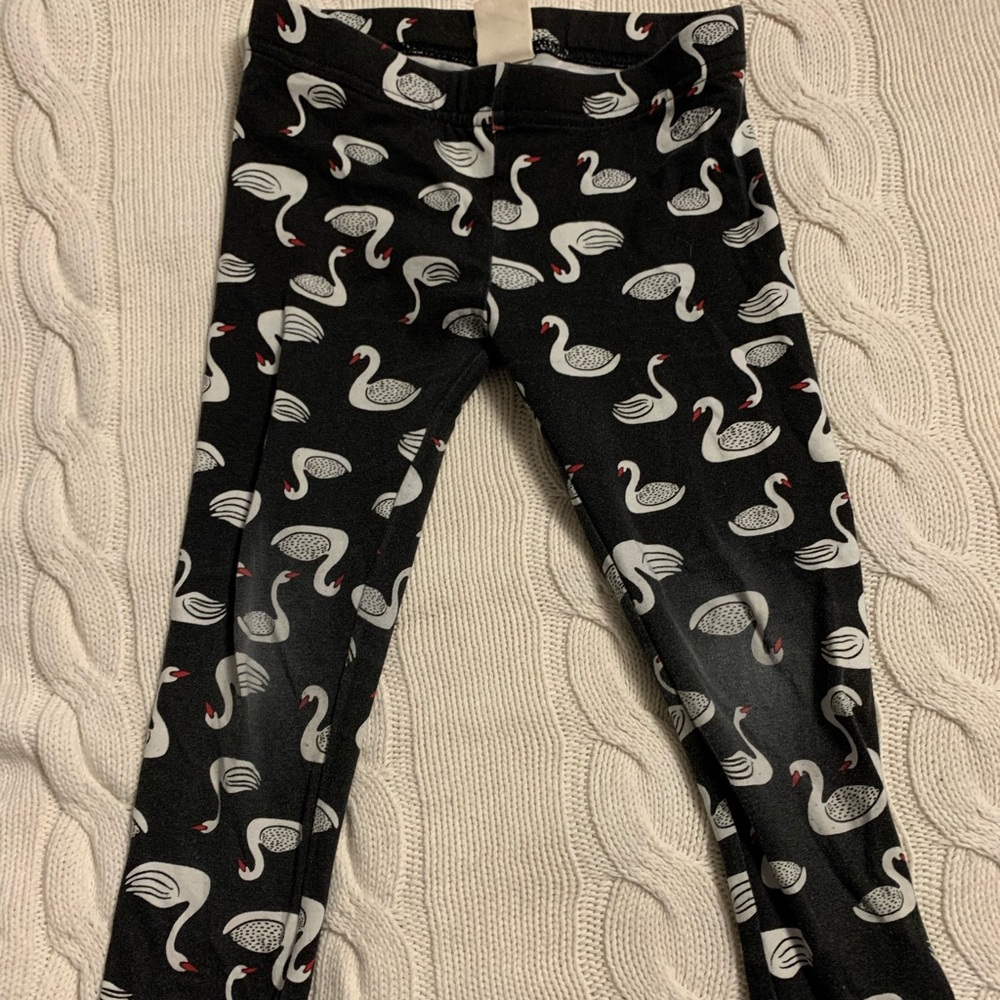 TUCKER + TATE ‘Core’ Swan Print Leggings Black Size 2-3